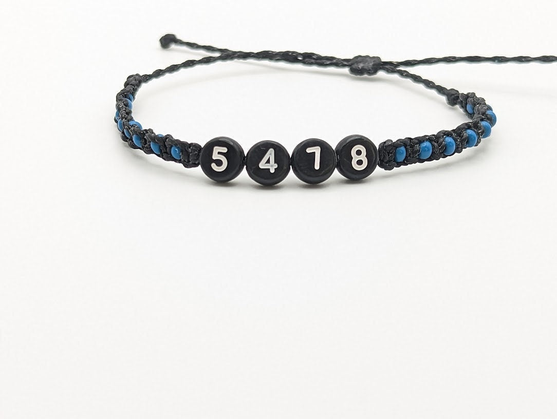 Thin Blue Line  Macrame Bracelet