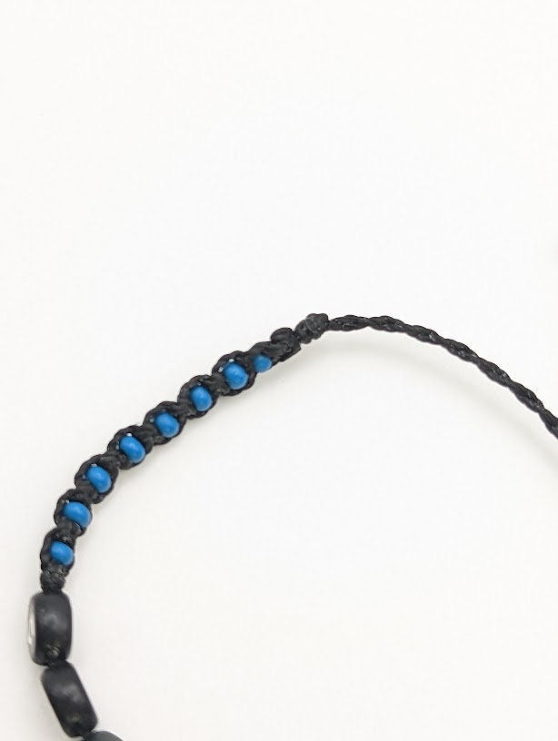 Thin Blue Line  Macrame Bracelet