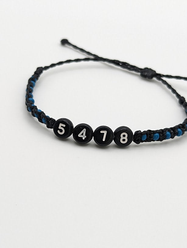 Thin Blue Line  Macrame Bracelet