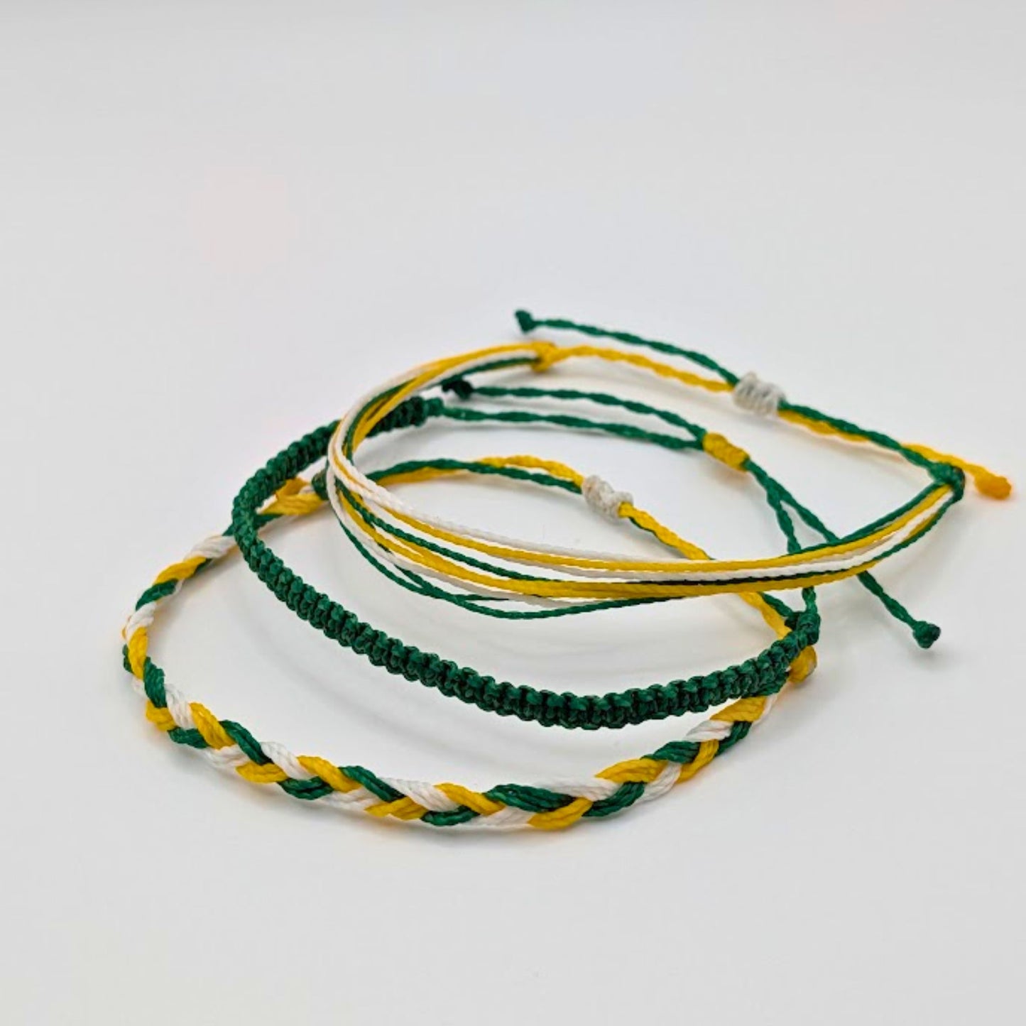 Green Bay Packers Football Cord Macrame String Bracelet Set