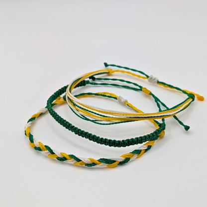 Green Bay Packers Football Cord Macrame String Bracelet Set