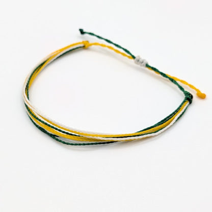 Green Bay Packers Football Cord Macrame String Bracelet Set