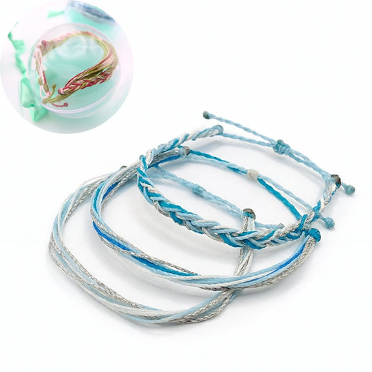 Blue Christmas Holiday Ornament Set | Macrame Bracelets