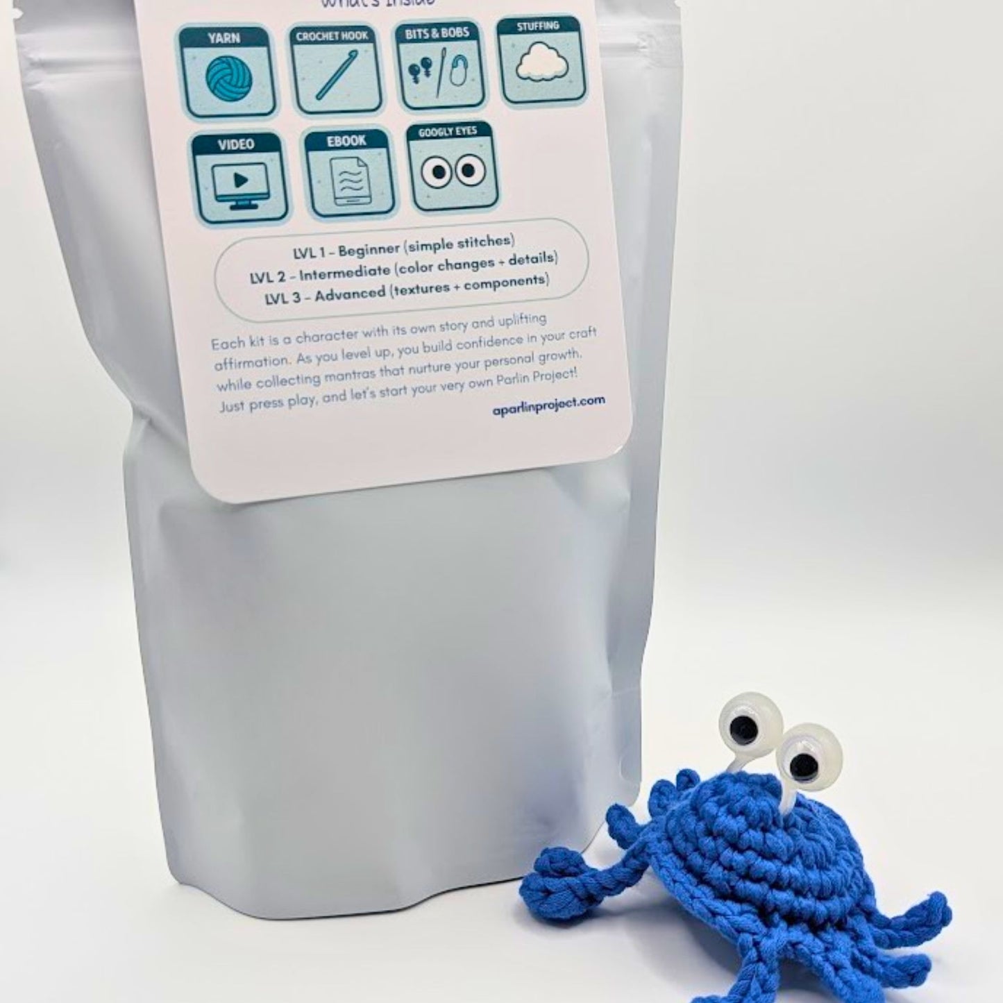 Crabby Chuckles (Blue) | Crochet Kit - Level 2